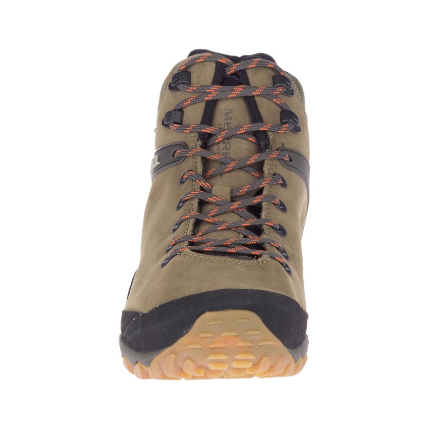 Chaussures Randonnée Merrell Chameleon 8 Leather Mid Waterproof Vert Olive Homme | C.C.THZH